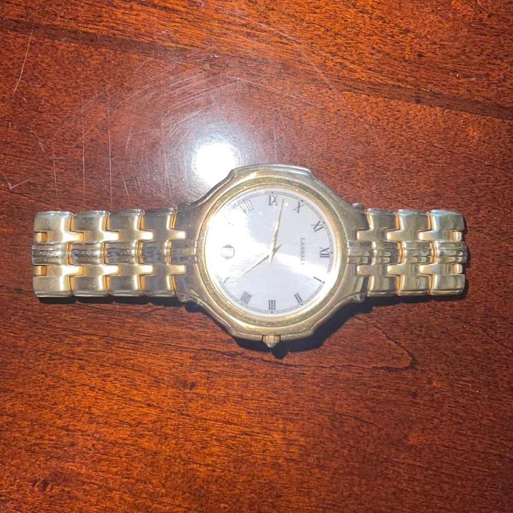 gold lasalle quartz water resistant 5 bar watch